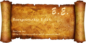 Benyovszky Edit névjegykártya